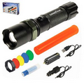 Deluxe 3 Watt XPE Zoom Rechargeable Flashlight W/ Orange Way Wand